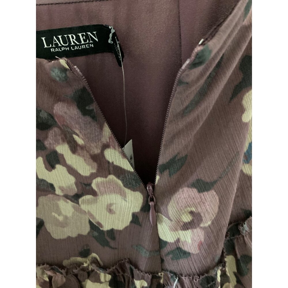 NWT Lauren Ralph Lauren Women's Floral Crinkle Georgette Tiered Skirt Purple - Picture 6 of 10